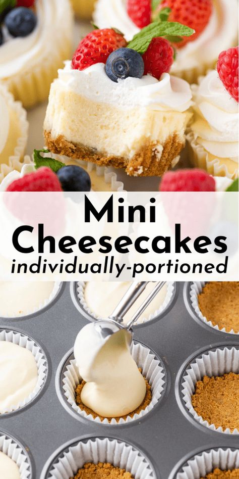 Mini Cheesecakes Easy, Mini Cheesecake Recipes, Dessert Oreo, Bite Size Desserts, Easy Cheesecake, Mini Cheesecakes, Baked Goodies, Desserts Snacks, Dessert Cups