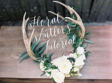 Antlers With Flowers, Antler Flower, Antler Wall Decor, Deer Antler Decor, Floral Antlers, Antlers Decor, Antler Wedding, Antler Crafts, Tall Wedding Centerpieces