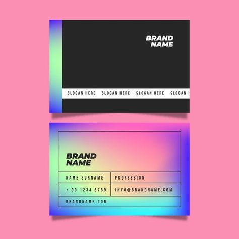 Cyberpunk Business Card, Holographic Branding, Buissness Cards, Neon Branding, Gradient Business Card, Neon Business Cards, Neon Gradient, Business Card Set, Foil Business Cards