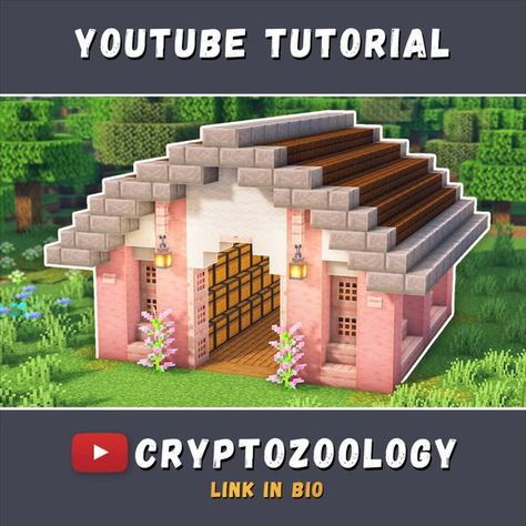 Check out the tutorial on my YouTube! Pink Storage Room Minecraft, Small Pink House Minecraft, Minecraft Storage House Ideas, Storage House Minecraft, Minecraft Storage House, What To Build In Minecraft, Minecraft Essentials, Minecraft Cherry Blossom, Minecraft Storage