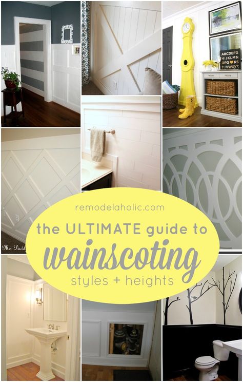 The Ultimate Guide to Wainscoting - which style, height, and method is right for you @Remodelaholic Traditional Wainscoting, Shiplap Wainscoting, Bathroom Shiplap, Wainscoting Living Room, White Kitchen Makeover, Wainscoting Height, Wainscoting Dining Room, Wainscoting Nursery, Picture Frame Wainscoting