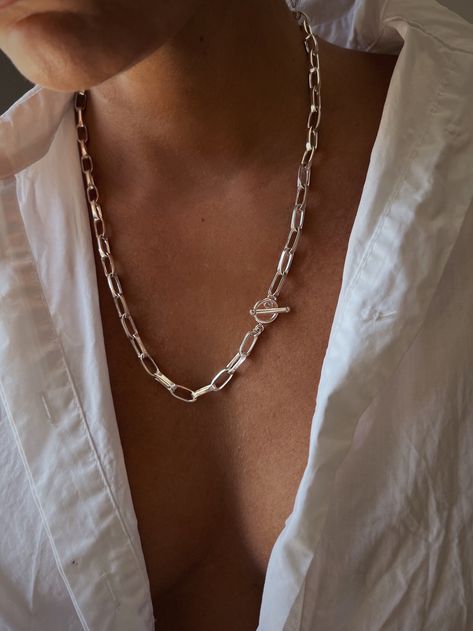 Silver Chain Necklacesilver Chain Necklacesilver Link - Etsy Australia Silver Chain Women, Necklace Grunge, Chain Silver Necklace, Grunge Necklace, Chunky Silver Necklace, Silver Link Necklace, Simple Choker, Chain Necklace Silver, Paperclip Chain Necklace