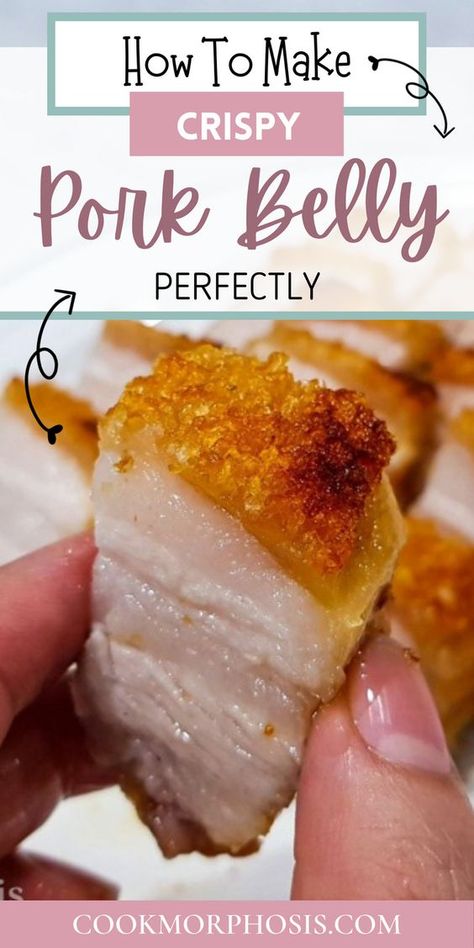 Roasted Pork Belly Crispy, Pork Belly Crackling Recipe, Pork Belly Stove Top, Pork Bellies Recipe, Pork Belly With Skin Recipes, Crispy Pork Belly Recipes Ovens, Pork Belly Marinade Recipe, How To Make Pork Belly, Cooking Pork Belly