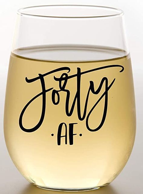 40 Af, 40th Birthday For Women, Fun Wine Glasses, Birthday Wine Glass, 40th Birthday Funny, 40th Birthday Decorations, 40th Birthday Cakes, Birthday Wine, Funny Mom Gifts