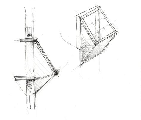 Gallery of See “More Sky” with These Collapsible Window Seats - 6 Folded Window, Collapsible Window, Fixed Window Detail, Center Pivot Window, Window Technical Drawing, Folding Windows, Folding Architecture, Window Architecture, Window Detail