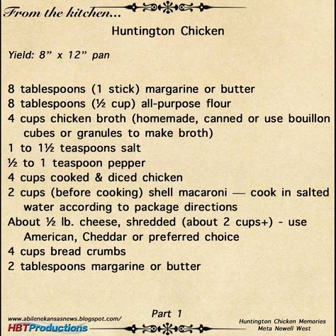 Abilene Kansas App News Center: Feature: Huntington Chicken Memories Huntington Chicken Recipe, Huntington Chicken, Hen Recipes, Game Hen Recipes, Abilene Kansas, Game Hen, Easy Eat, Pot Pies Recipes, Chicken Pot Pie Recipes