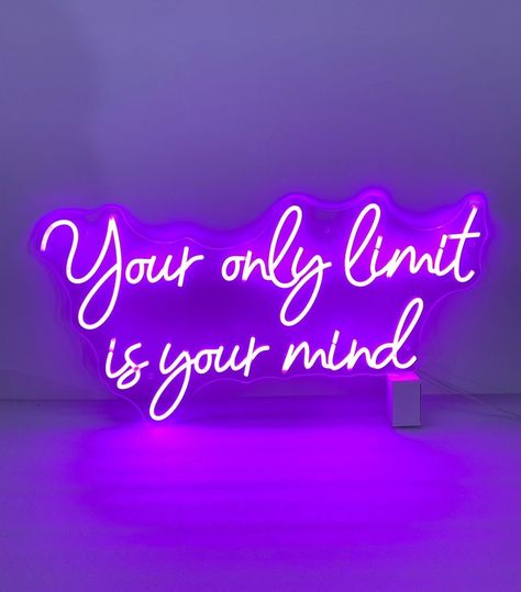 You have to believe it’s possible first! Before you can have your dream, your goal, the thing you want most You have to believe it’s possible! You have to see it in your minds eye! Because you cannot out perform your self concept- you cannot out perform what you think is possible for yourself! So take it off a pedestal- believe what you want is not only possible but that it is possible for YOU! #selfconceptwork #beautybusiness #believeinyourself #successmindset #mindsetdevelopment #... Signs For Room Bedrooms, Yoga Neon Sign, Office Neon Light, The Only Limit Is Your Mind, Cute Office Signs, Neon Sentences, Vision Board Colorful, Neon Mood Board, Dream Vision Board Law Of Attraction