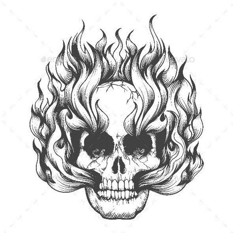 Burning Human Skull in Flame Monochrome Tattoo Fire Drawing Easy, Monochrome Tattoo, Skull On Fire, Fire Drawing, Human Skull, Easy Drawings, Stock Vector, Sunflower, Vector Illustration