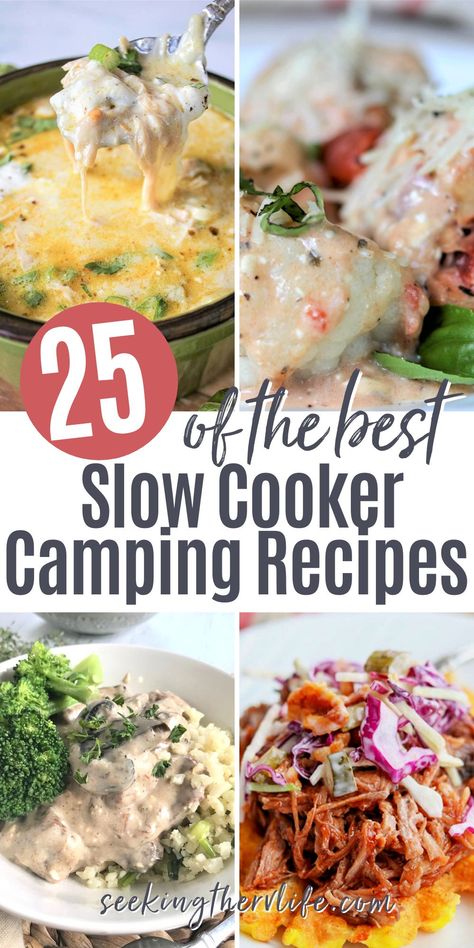 Fall Camping Recipes Crock Pot, Camping Crockpot Ideas, Easy Camping Dinner Ideas Crockpot, Camp Crockpot Meals, Soups For Camping Crock Pot, American Crockpot Recipes, Crock Pot Meals For Camping, Slow Cooker Camping Recipes, Camping Crockpot Recipes