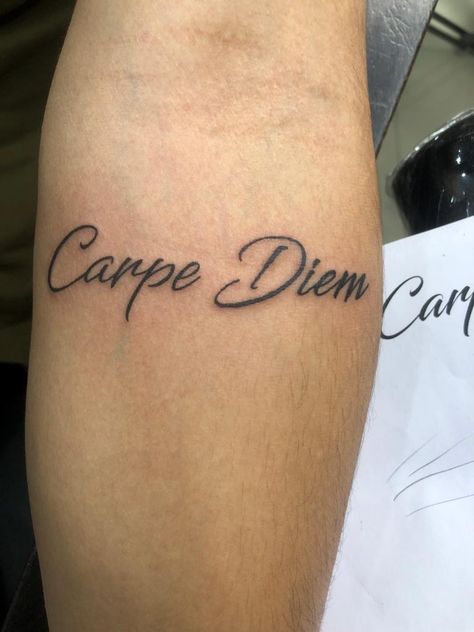 This is my first tattoo and i wanted it to be meaningful. Not any pictures, words or pharse holds deeper meaning than "Carpe diem" imo. Seize The Day, Dead Poets Society, Carp, Poets, Zen, The Day, Tattoos