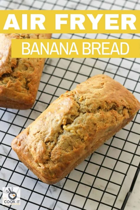 Mini Banana Bread Loaves, Banana Bread Loaves, Air Fryer Banana Bread, Mini Banana Bread, Air Fryer Banana, Ripe Banana Recipe, Air Fryer Recipes Breakfast, Banana Bread Loaf, Bread Loaves