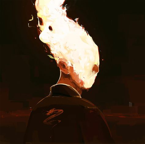 Fire Head Drawing, Person On Fire Art, Fire Art Aesthetic, Fire Art Reference, Fire Hair Oc, Fire Aesthetic Drawing, Fire Illustration Art, Fire Reference Drawing, Dark Fire Aesthetic