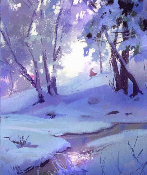 Henry Wong, Landscape Study, Snow Illustration, Forest Drawing, Nature Sketch, Snowy Landscape, Background Drawing, Snowy Forest, Winter Nature