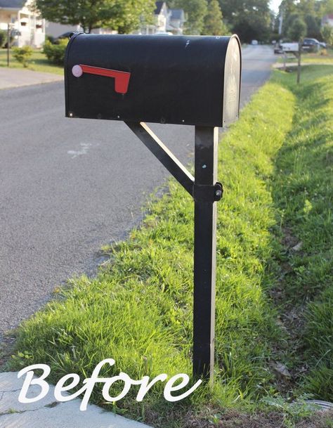 So my house is a really cute cottage with great curb appeal. My mailbox, however, looks like the ugly duckling hanging out with all the fancy swans. I knew I ne… Mailbox Makeover, Mailbox Ideas, Diy Pallet Sofa, Diy Blanket Ladder, Closet Organization Diy, Diy Wall Shelves, Cute Cottage, Mason Jar Lighting, Mason Jar Diy