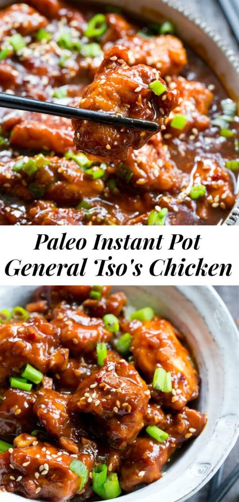 Paleo General Tso Chicken, Stir Fried Veggies, Paleo Instant Pot, Chicken In The Instant Pot, Paleo Running Momma, Fried Veggies, Gluten Free Instant Pot, General Tso's Chicken, Clean Foods