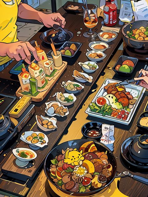 Food Cartoon Aesthetic, Japanese Food Illustration, Studying Food, Foodie Art, Cute Wallpapers For Ipad, Catering Ideas Food, Food Artwork, Food Cartoon, Food Illustration Art