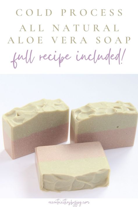 Aloe vera soap is great to nourish your skin. Making your own soap allows you to control all the ingredients. In this super skin loving aloe vera cold process soap with full recipe you will find the full set of instructions to make you own natural soap. If looking for a natural soap that is great for your skin this aloe vera soap is just perfect. Acne Soap Recipe, Cold Process Soap Techniques, Herbal Bath Recipes, Homemade Cold Process Soap, Cold Process Soap Designs, Aloe Soap, Cold Pressed Soap, Homemade Soap Bars, Easy Soap Recipes