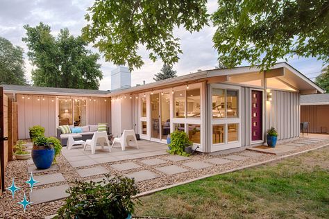 Rocky Mountain Cliff May Homes in Harvey Park — Adrian Kinney | Denver’s Mid-Century Modern Expert Cliff May Homes, Cliff May, Glass Pavilion, Clerestory Windows, Level Homes, House System, Mid Mod, Floor To Ceiling Windows, Private Patio