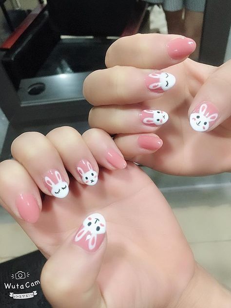 38 Easy Spring Nail Designs 2023 | Easter Nails Easy Nail Bunny Design, Nail Kawaii, Easter Nails Easy, Cartoon Nail Designs, Animal Nail Designs, Pastel Nail Art, Animal Print Nails Art, Pastel Nails Designs, Animal Nail Art