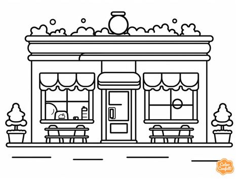 illustration of Restaurant fun for kids Restaurant Doodle, Restaurant Drawing, House Clipart, Building Drawing, Clipart Black And White, Food Themes, Colored Paper, Free Kids, Business Man