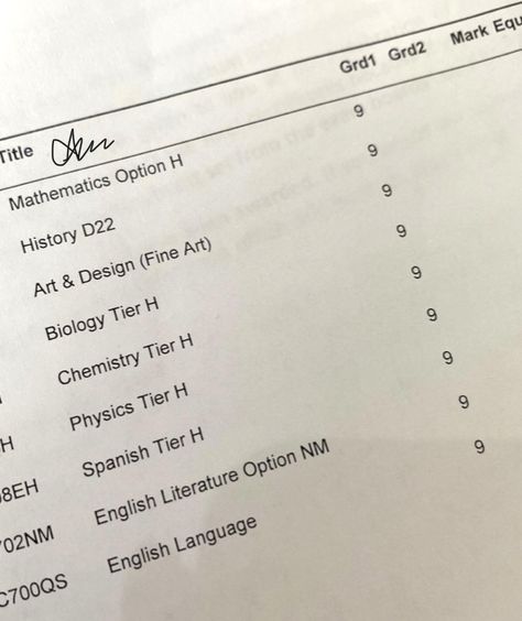 Gcse Grades Aesthetic, Gcse Results, Gcse Results All 9s, Gcse Grades All 9s, All 9s Gcse Results Paper, How To Get A 9 In Gcse Maths, Gcse Grades, Make School, Vision Board Goals