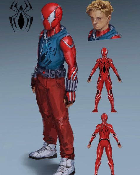 Scarlet Spider Ben Reilly, Spiderman Girl, Spiderman Comic Art, All Spiderman, Marvel Concept Art, Superhero Spiderman, Arte Nerd, Spiderman Suits, Scarlet Spider