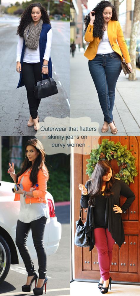 Tips-for-curvy-women-to-wear-skinny-jeans in style.. plus size fashion tips Plus Zise, Plus Size Fashion Tips, Mode Tips, Look Plus Size, Mode Casual, Curvy Girl Fashion, Different Outfits, Fashion Tips For Women, Look Plus