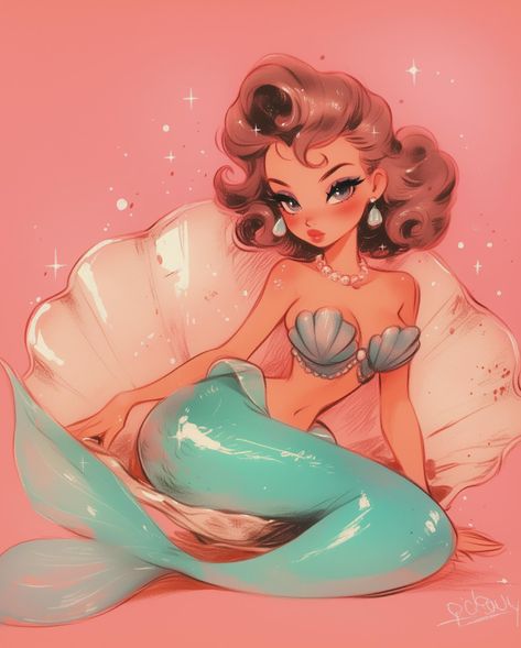 🖤🩵💖🤍 How To Draw Ariel, Cute Mermaid Art, Disney Female Villains, Wallpaper Mermaid, Mermaid Oc, Siren Art, Retro Mermaid, Mermaid Anime, Ariel Drawing