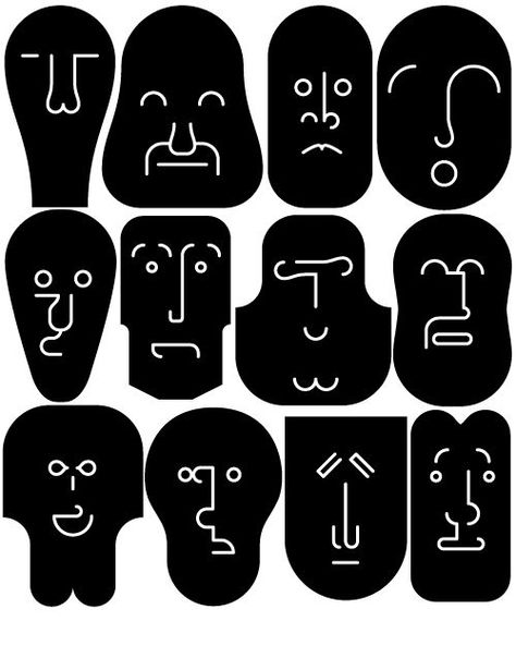 facce by Stefano Marra | black and white simple faces design | minimalist illustration | emotions Minimalistic Character Design, Simple Face Illustration, Ideal Logo, Faces Design, Mouse Illustration, Minimalist Illustration, Posca Art, Face Illustration, Tanah Liat