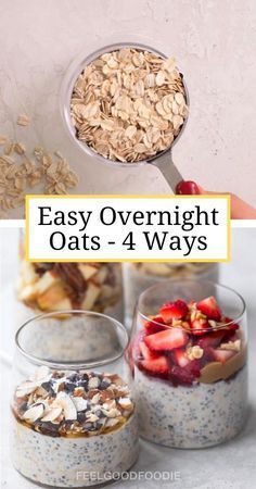 Overnight Oats Recipe Easy, Easy Oatmeal Recipes, Makanan Rendah Kalori, Snack Sani, Easy Overnight Oats, Oat Recipes Healthy, Resep Smoothie, Overnight Oats Recipe Healthy, Easy Oatmeal