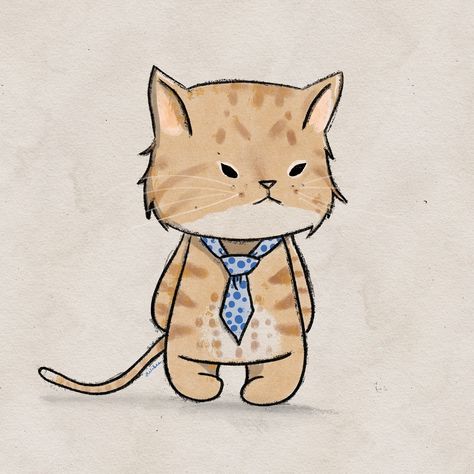 inspired by an old photo of my cat . . . . brushes and bg from @glanzgraphics #procreateartwork #procreatebeginner #catdrawing Scruffy Cat Drawing, Cat With Clothes Drawing, Tie Drawing, Suit Drawing, Paint And Drink, Clothes Drawing, Scrapbook Art, Drawing Clothes, Cat Clothes