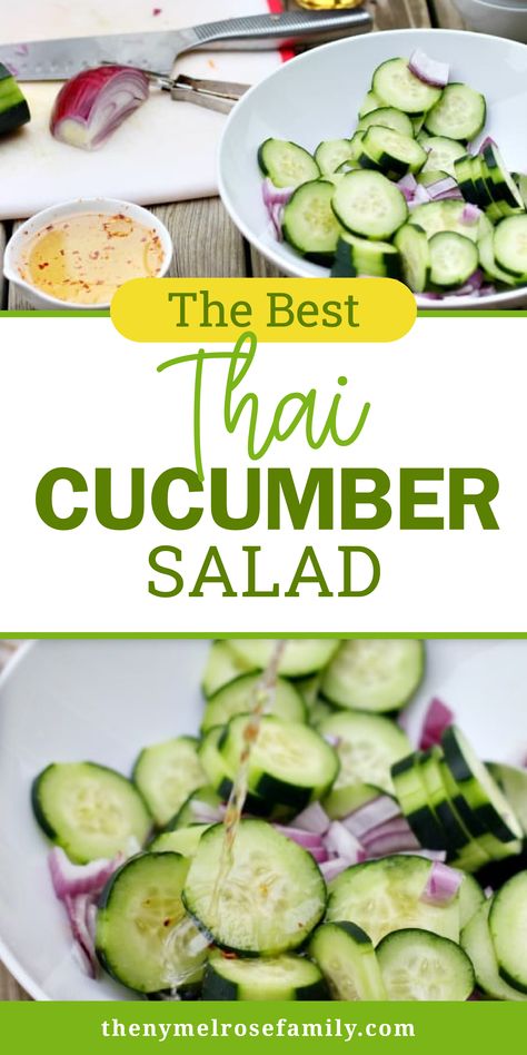 The Best Thai Cucumber Salad Thai Cucumber Salad Recipe, Thai Cucumber, Salad Bowl Recipes, Thai Cucumber Salad, Sesame Ginger Dressing, Cucumber Salad Recipe, Thai Salads, Beautiful Salad, Sesame Ginger