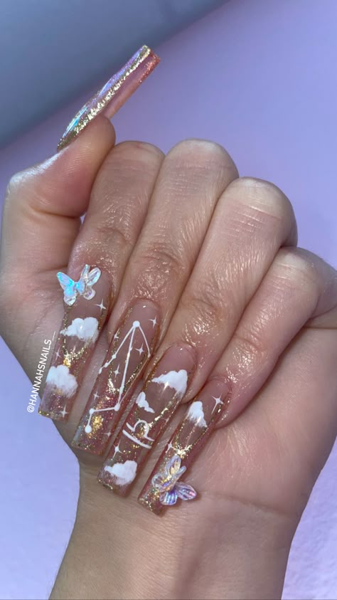 Libra Nails Acrylic Design, Libra Pink Nails, Libra Themed Nails, 2004 Nails Design, Libra Bday Nails, Libra Party Ideas, Nails Libra Design, Virgo Bday Nails, Libra Acrylic Nail Designs