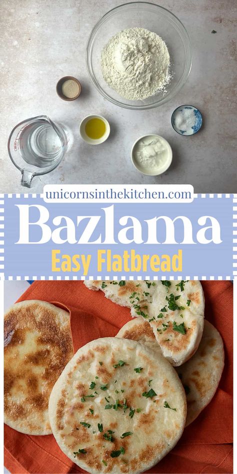 Bazlama Easy Turkish Flatbread Turkish Flatbread Recipe, Turkish Flatbread, Italian Bread Recipes, Easy Flatbread, Dutch Oven Bread, Bread Soft, Turkish Breakfast, Full Fat Yogurt, Griddle Cooking