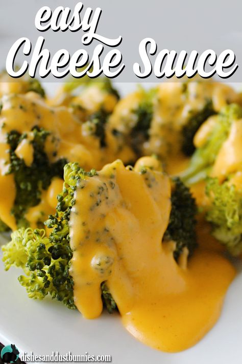 Easy Cheese Sauce - Dishes  Dust Bunnies Easy Cheese Sauce Recipe, Easy Cheese Sauce, Velveeta Cheese Sauce, Sauce For Broccoli, Cheese Sauce For Broccoli, Homemade Cheese Sauce, Cheese Sauce Recipe, Dust Bunnies, Low Carb Snack