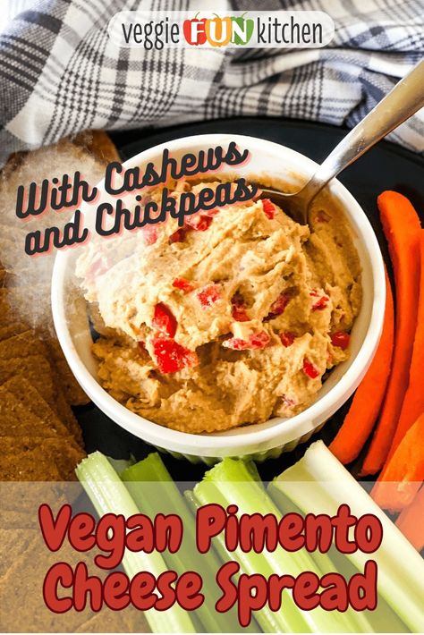 Introducing our Vegan Pimento Cheese Spread—crafted with chickpeas, cashews, and a blend of seasonings for that cheesy kick. Use your food processor to whip up a veganized version of this classic cheese spread without the dairy, for a delicious, plant-based alternative that doesn't compromise on flavor. Use it as a dip for veggies, a spread for crackers, or as a sandwich filling. It's a savory delight with an oil-free option that's both satisfying and dairy-free. Vegan Creamy Salad Dressing, Vegan Pimento Cheese, Dip For Veggies, Pimento Cheese Dip, Pimento Cheese Spread, Vegan Spread, Creamy Salad Dressing, Sandwich Fillings, Veggie Dip