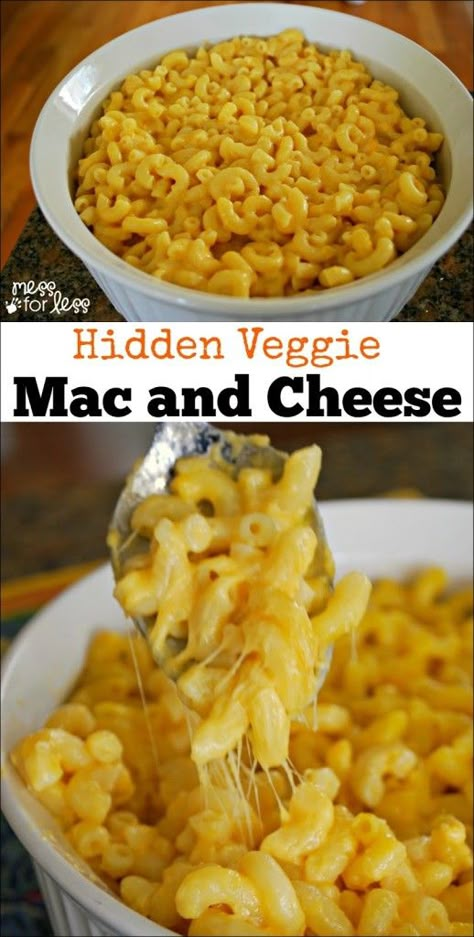 Hidden Veggie Baked Mac and Cheese - for the picky eaters at your house. They will never know this yummy mac and cheese contains veggies! Hidden Veggie Meals, Hidden Veggie Recipes, Sneaky Veggies, Kid Foods, Kids Foods, Toddler Food Ideas, Picky Toddler, Kids Food Ideas, Toddler Meal Ideas