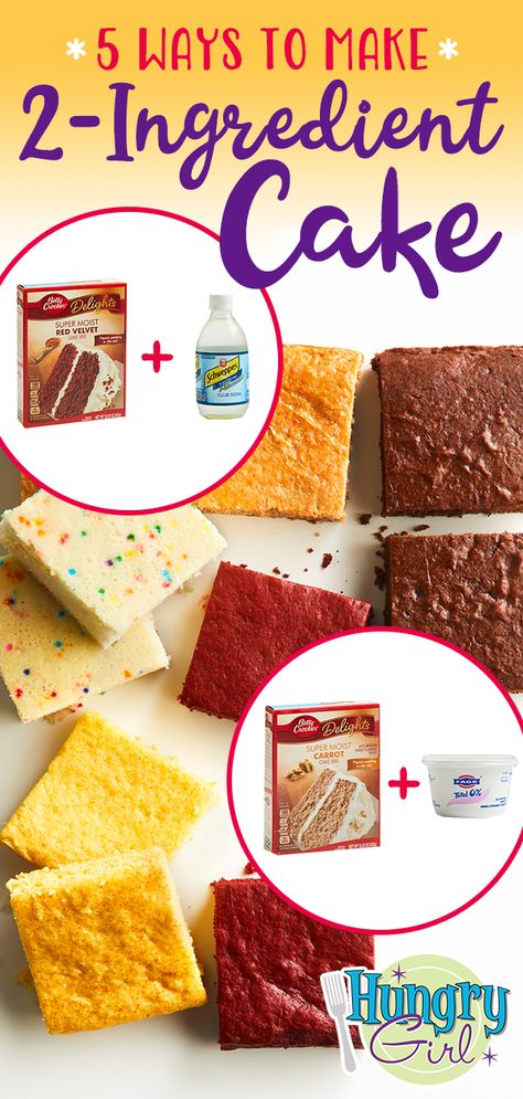 Easy Low-Calorie 2-Ingredient Cake Recipes | Hungry Girl Weight Watcher Cake, Two Ingredient Cakes, Weight Watchers Cake, 2 Ingredient Cakes, 2 Ingredient Desserts, Low Calorie Cake, Weight Watcher Desserts, 2 Ingredient Recipes, Hungry Girl Recipes