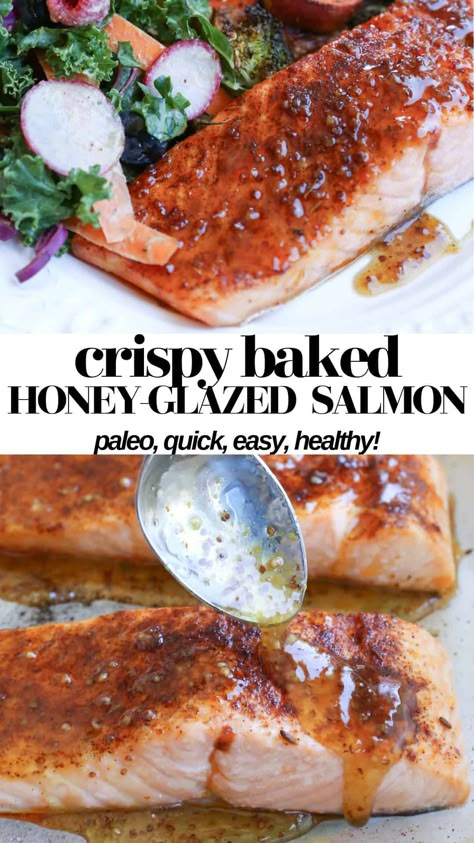 Paleo Baked Salmon, Best Baked Salmon Recipe Ovens, Honey Roasted Salmon, Crispy Baked Salmon Recipes Oven, Oven Roasted Salmon Recipes, Roasted Salmon Oven, Baked Salmon Recipes Oven Easy, Roast Beef Dishes, Salmon With Roasted Vegetables