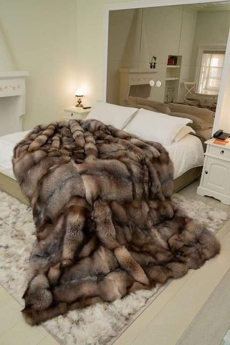 Fur Blankets, Cross Fox, Fur Accessories, Black Bedroom, Fur Blanket, Fur Throw, Room Inspiration Bedroom, Room Ideas Bedroom, Dream House Decor