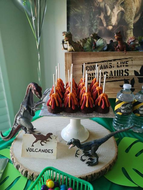 Jurassic Park Party Desserts, Jurassic World Birthday Games, Jurassic World Dominion Birthday Party, Jurassic World Birthday Party Decor, Camp Cretaceous Birthday Party, Jurassic Park 3rd Birthday Party, Jurassic Park Birthday Party Ideas, Jurrasic World Birthday Cake, Jurrasic Park Birthday Party