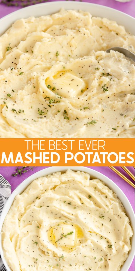 Garlic Mashed Potatoes Recipe, Buttery Mashed Potatoes, Perfect Mashed Potatoes, Best Mashed Potatoes, Carlsbad Cravings, Easy Potato Recipes, Mashed Potato Recipes, Thanksgiving Dishes, Creamy Mashed Potatoes