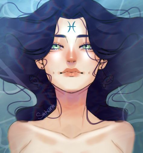 Zodiac Signs Pisces Art Goddesses, Pisces Art Drawing, Pisces Fanart, Pisces Goddess, Libra Art, Theme Painting, Pisces And Aquarius, Pisces Woman, Zodiac Signs Pisces