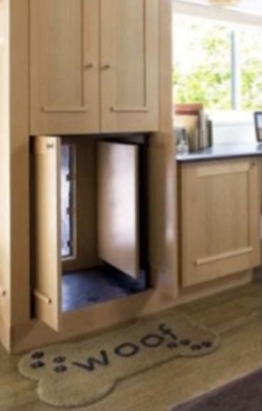 How to Build a Hidden Cabinet Doggy Door - Cabinet Now Doggie Door, Dog Rooms, Dog Door, Mud Room, Dog Kennel, Dog Houses, Diy Dog Stuff, My New Room, A Kitchen