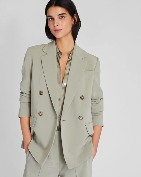 Relaxed Double Breasted Crepe Blazer Crepe Blazer, 40 Dress, Pantsuits For Women, Cocktail Attire, Tres Chic, Club Monaco, Colored Blazer, Dress Codes, Monaco