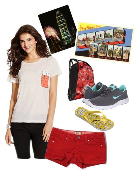 "Cedar Point Outfit" by snoopygirlxoxo on Polyvore featuring Havaianas, Paige Denim, adidas, NIKE, women's clothing, women, female, woman, misses and juniors Cedar Point Outfit, Nike Footwear, Cedar Point, Lake Erie, Paige Denim, Adidas Nike, Clothing Women, Jean Shorts, Fashion Looks