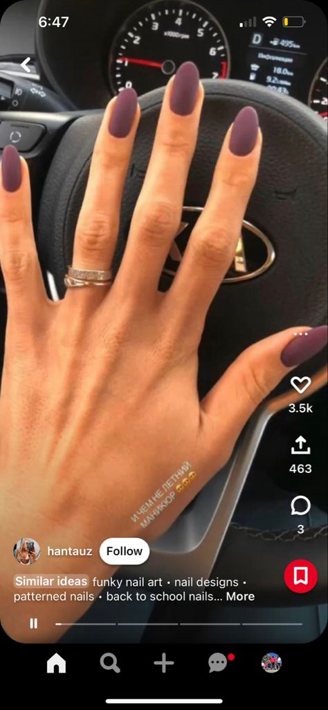 Purple Matte Nails, Matte Purple Nails, Round Nail Designs, Fall Purple, Funky Nail Art, Back To School Nails, Matte Nails Design, School Nails, Round Nails