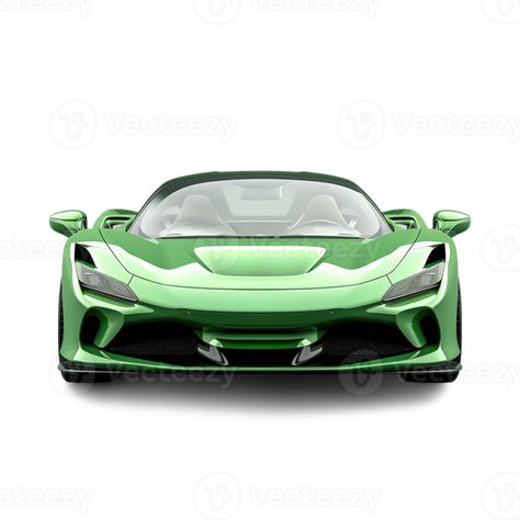 Metallic Green Modern Cool Sports Car Straight Front View Car Front View, Green Electric, Plains Background, Cool Sports Cars, Cityscape Photos, Logo Banners, Heart With Arrow, Car Front, Front View