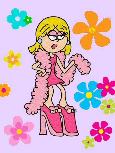 Cartoon Party Aesthetic, Shopping Cartoon Aesthetic, Early 2000 Cartoons, Lizzie Mcguire Background, Party Cartoon Aesthetic, Unique Cartoon Characters, Lizzie Mcguire Painting, Lizzie Mcguire Cartoon Aesthetic, Lizzie Mcguire Tattoo