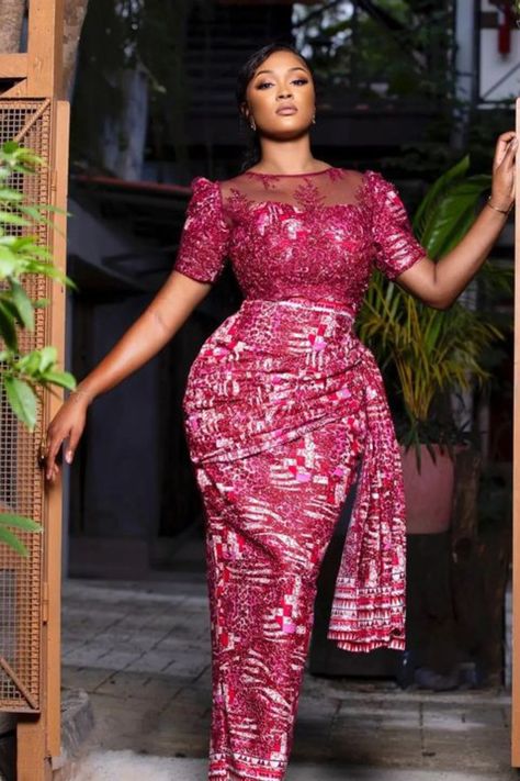 Ankara lace Styles Ankara With Lace, Chitenge Patterns, Ankara And Lace Styles, Lace Dress Classy, Beautiful Ankara Styles, Sunday Outfit, Nigerian Lace Styles Dress, Nigerian Lace Styles, Office Clothes